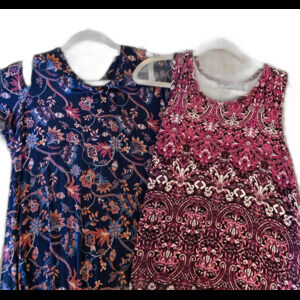 Bundle 2 Dresses Plus Sz 1X Jones & Co Style Co Navy Purple Pink + Stretch Comfy